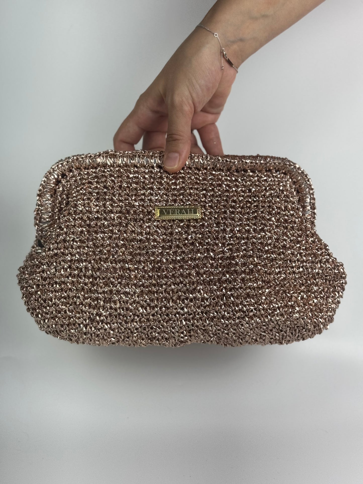 Bronze Glow • Handcrafted Woven Clutch