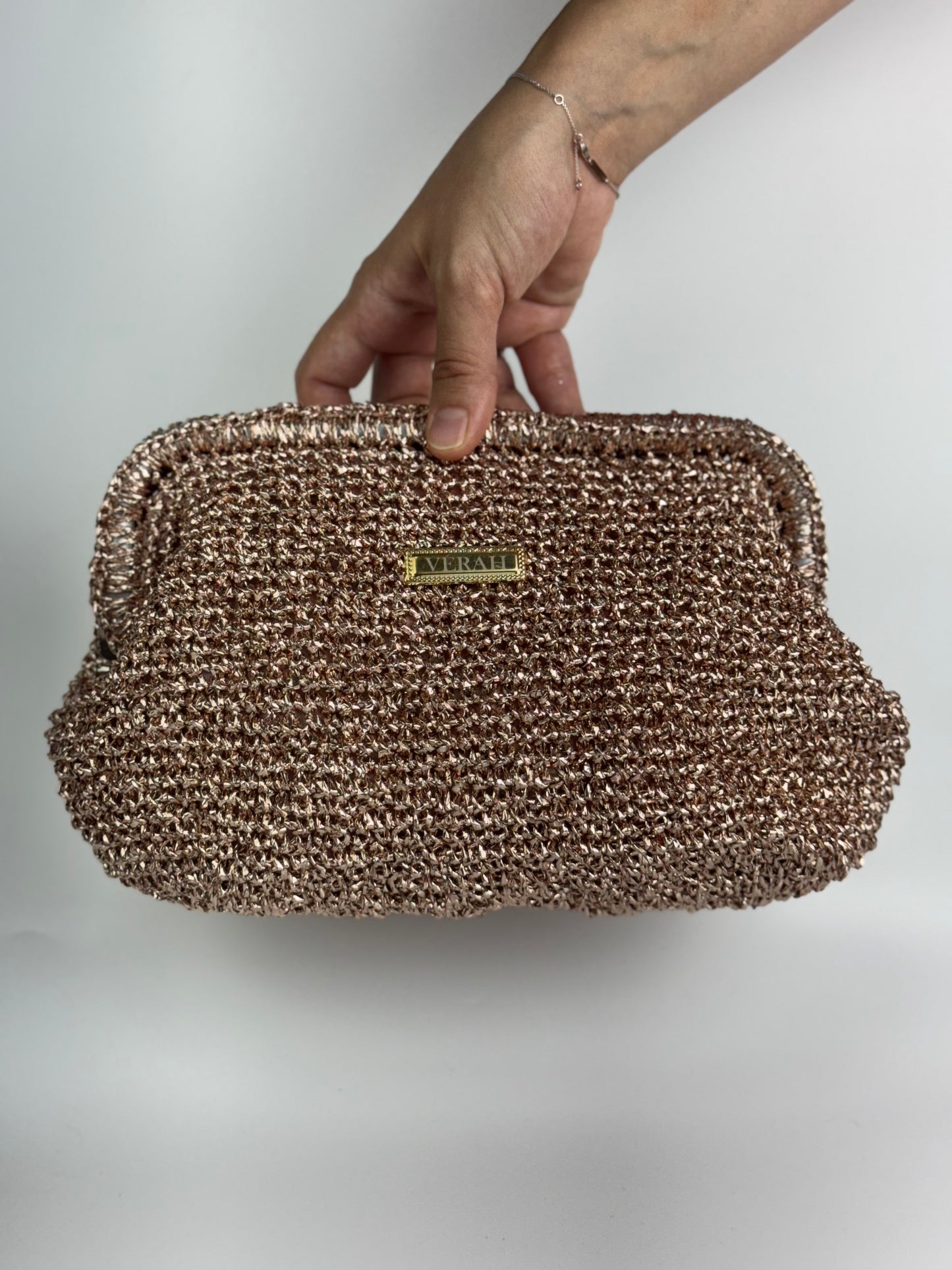 Bronze Glow • Handcrafted Woven Clutch