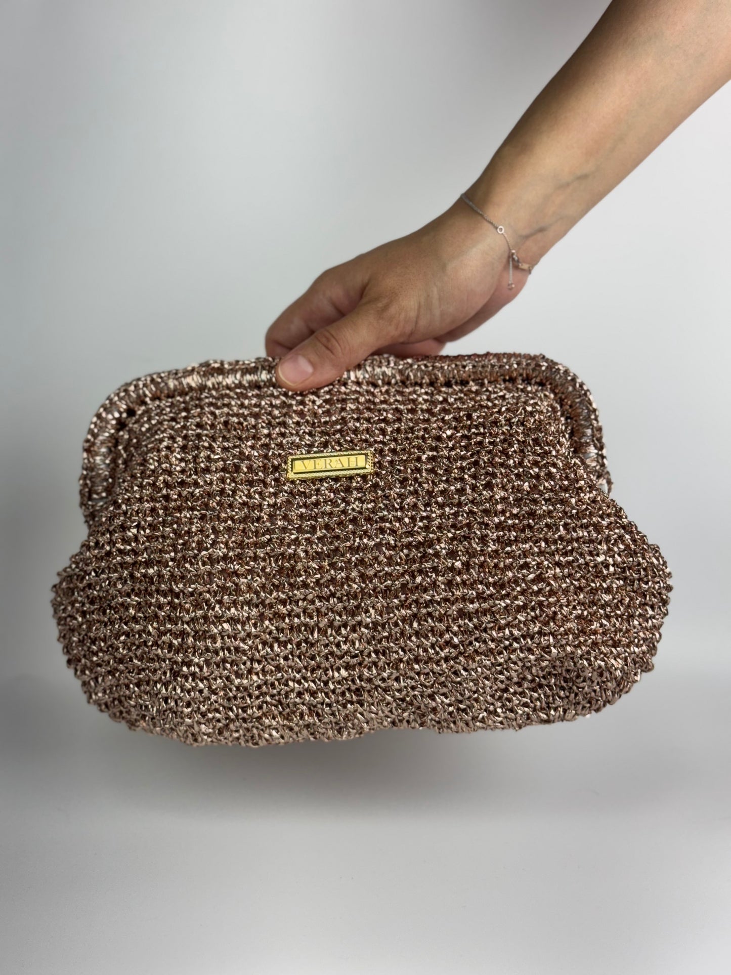 Bronze Glow • Handcrafted Woven Clutch