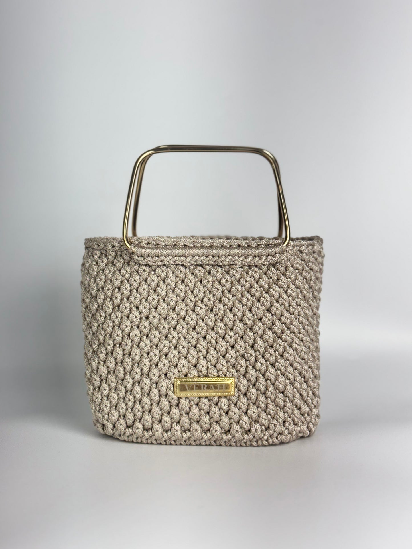 Golden Handle • Handcrafted Grey Mini Bag