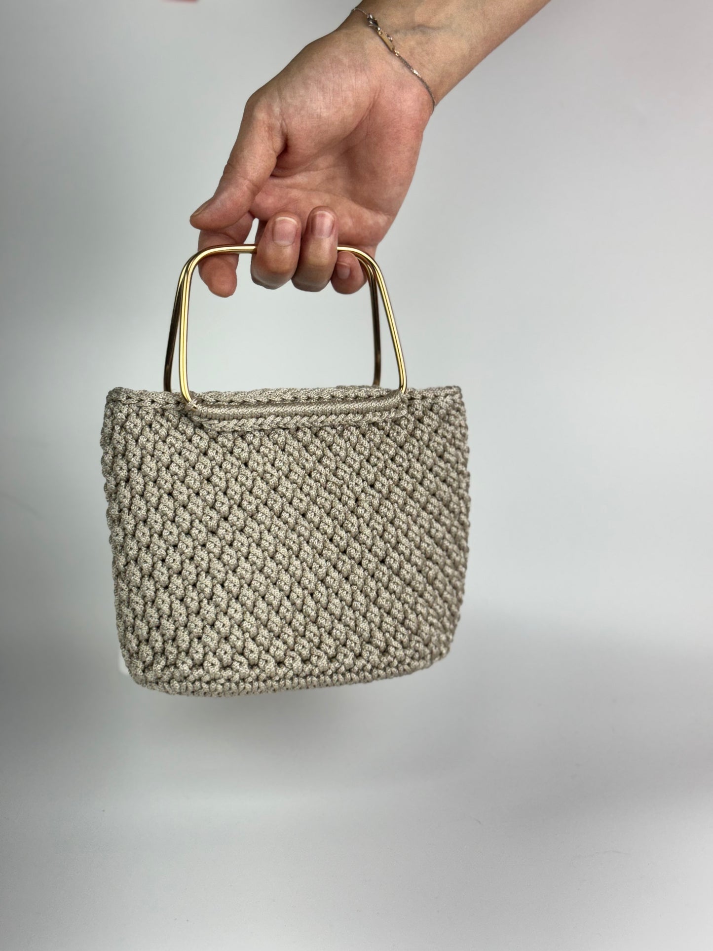 Golden Handle • Handcrafted Grey Mini Bag