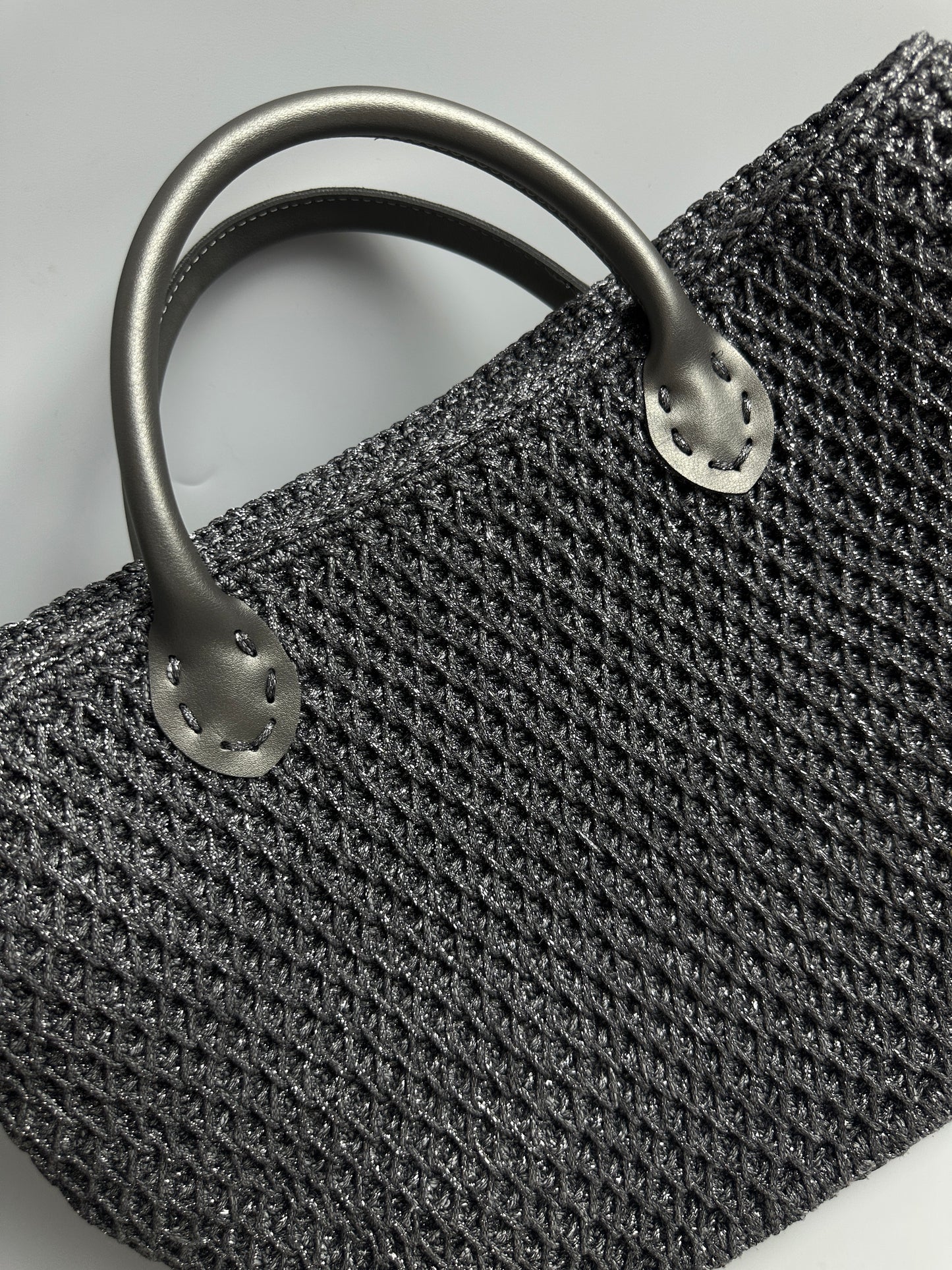 Silver Glow • Handcrafted Woven Bag