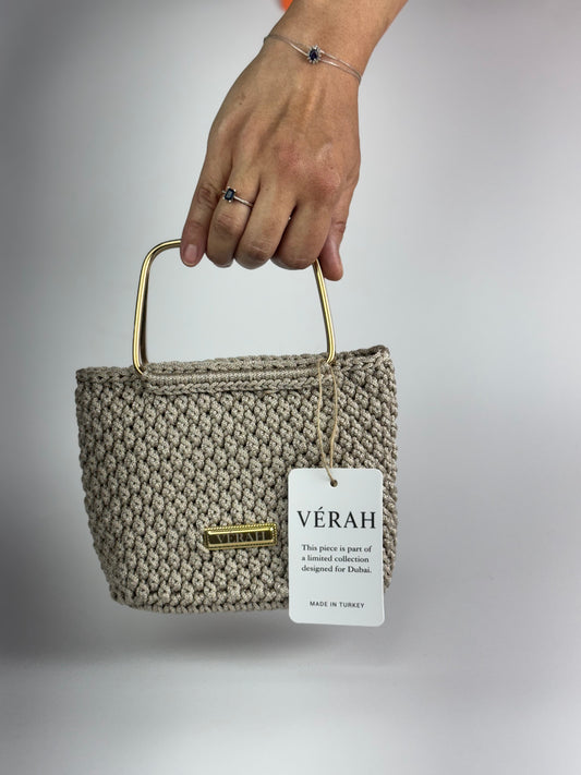 Golden Handle • Handcrafted Grey Mini Bag