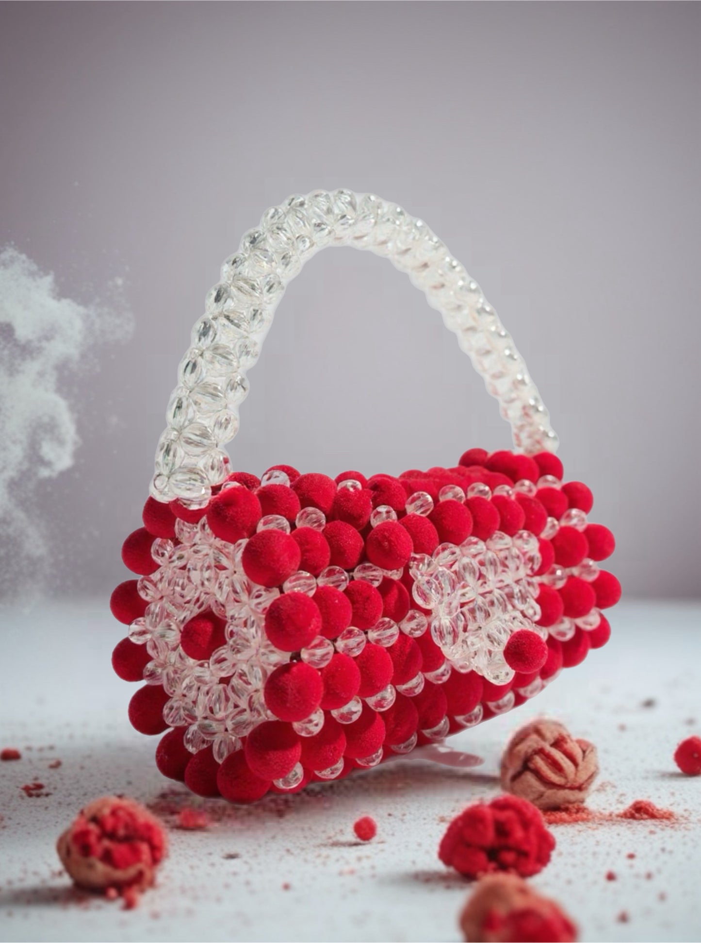 Red Crystal Touch • Handcrafted Woven Bag